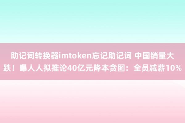 助记词转换器imtoken忘记助记词 中国销量大跌！曝人人拟推论40亿元降本贪图：全员减薪10%