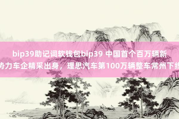 bip39助记词软钱包bip39 中国首个百万辆新势力车企精采出身，理思汽车第100万辆整车常州下线