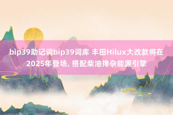 bip39助记词bip39词库 丰田Hilux大改款将在2025年登场, 搭配柴油搀杂能源引擎