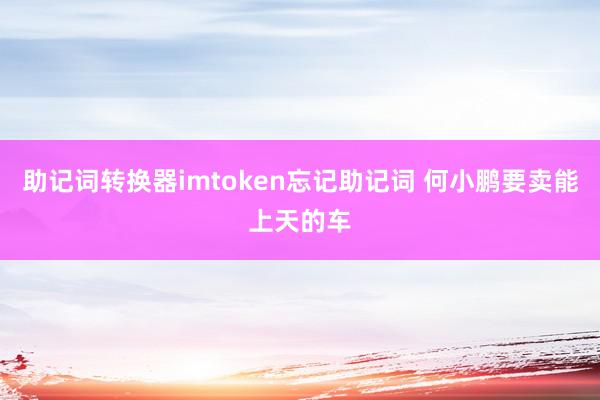 助记词转换器imtoken忘记助记词 何小鹏要卖能上天的车